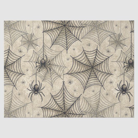 Oude spinnen en webben Halloween-patroon Tissuepapier (Voorkant)