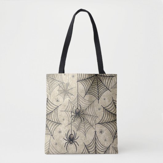 Oude spinnen en webben Halloween-patroon Tote Bag (Voorkant)