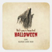 Oude spook Halloween gepersonaliseerde sticker (Voorkant)