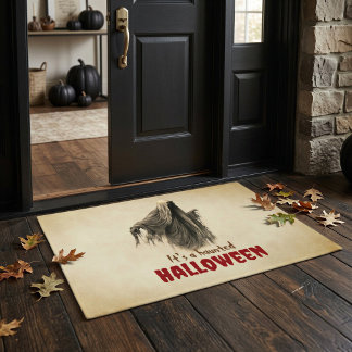 Oude spook Halloween welkom deurmat decoratie