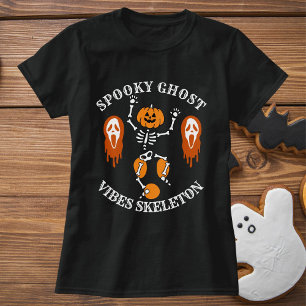 Oude Spookachtige Geest Halloween Pompoen Skelet T-shirt