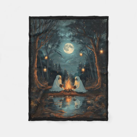 Oude spookboek lezen kamperen gotische Hallowee Fleece Deken (Voorkant)