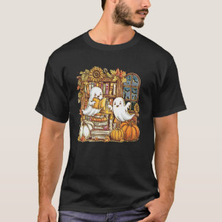 Oude spookboek lezende pompoen gotische Hallowee T-shirt