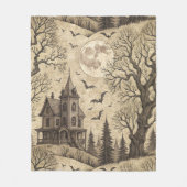 Oude spookhuis & volle maan fleece deken (Voorkant)