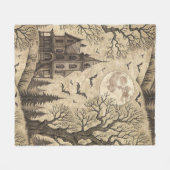 Oude spookhuis & volle maan fleece deken (Voorkant (Horizontaal))