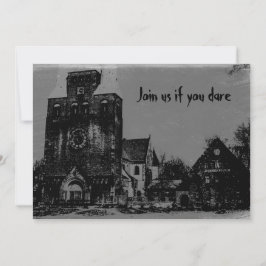 Oude Spooky Distressed spookachtige Halloween kerk Kaart