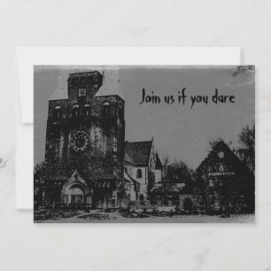Oude Spooky Distressed spookachtige Halloween kerk Kaart
