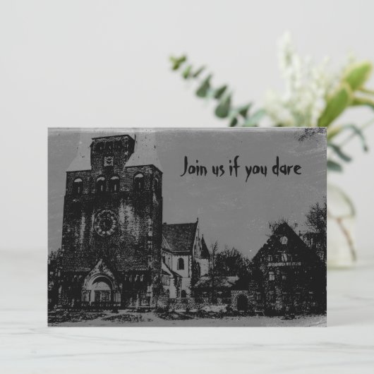 Oude Spooky Distressed spookachtige Halloween kerk Kaart (Staand voorkant)