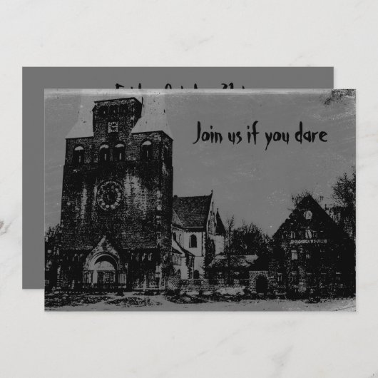 Oude Spooky Distressed spookachtige Halloween kerk Kaart (Voorkant / Achterkant)