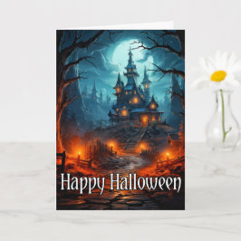 Oude Spooky Mansion Happy Halloween Kaart
