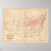 oude spoorkaart van de Verenigde Staten (1884) Poster (Voorkant)