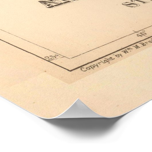 oude spoorkaart van de Verenigde Staten (1884) Poster (Hoek)