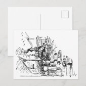 Oude spoorwegstation | locomotieven | VINTAGE Briefkaart (Voorkant / Achterkant)