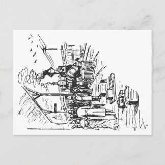 Oude spoorwegstation | locomotieven | VINTAGE Briefkaart