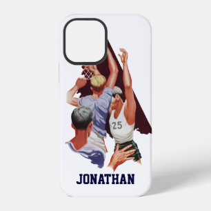 Oude sport, basketballspelers in een wedstrijd iPhone 12 hoesje