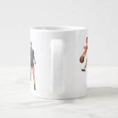 Oude sport, basketbalspelers in een wedstrijd grote koffiekop (Achterkant)