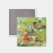 Oude sport honkbal, teams kinderen spelend magneet (Voorkant / Achterkant)