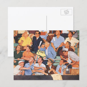 Oude sport honkbalfans die een wedstrijd bekijken briefkaart