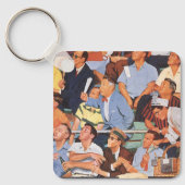Oude sport honkbalfans die een wedstrijd bekijken sleutelhanger (Voorkant)