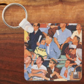 Oude sport honkbalfans die een wedstrijd bekijken sleutelhanger (Voorkant)