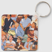 Oude sport honkbalfans die een wedstrijd bekijken sleutelhanger (Achterkant)