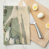 Oude sport, honkbalspeler die naar thuis glijdt theedoek (Quarter Fold)