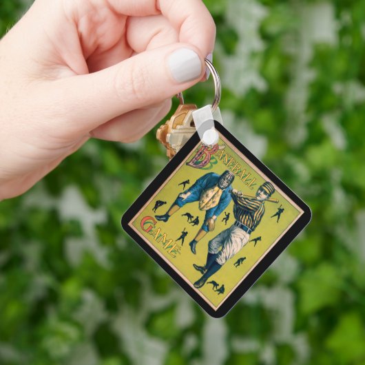 Oude sport honkbalspelers bij de thuiswedstrijd sleutelhanger (Hand)