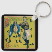 Oude sport honkbalspelers bij de thuiswedstrijd sleutelhanger (Achterkant)