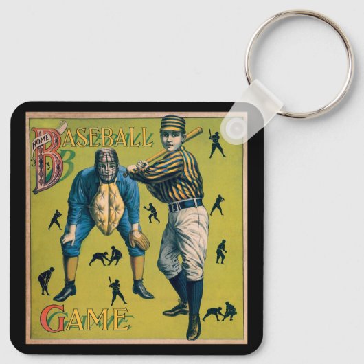 Oude sport honkbalspelers bij de thuiswedstrijd sleutelhanger (Achterkant)