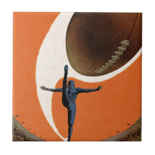 Oude sport, voetballer die de bal trapt tegeltje