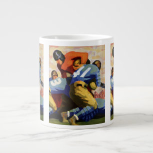 Oude sport, voetballers in een wedstrijd grote koffiekop