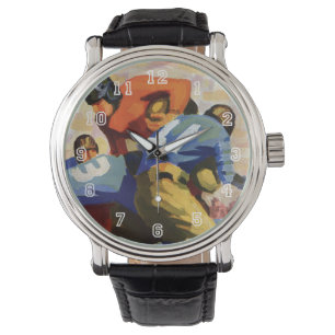 Oude sport, voetballers in een wedstrijd horloge