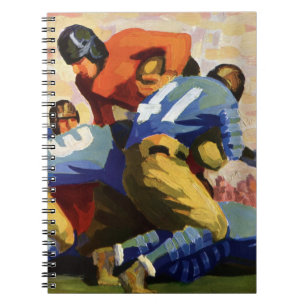 Oude sport, voetballers in een wedstrijd notitieboek