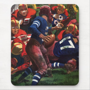 Oude sport voetbalspeler quarterback in spel muismat
