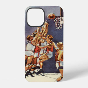 Oude sportbasketbal, spelers in een wedstrijd iPhone 12 hoesje
