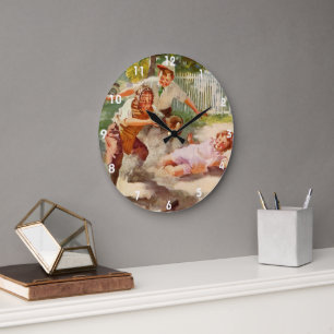 Oude Sporten, Kinderen Spelen Stickball Honkbal Grote Klok