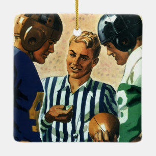 Oude sporten, voetbal scheidsrechter munt toss keramisch ornament