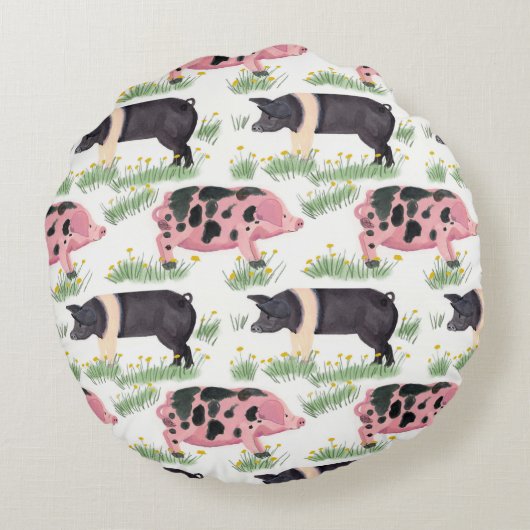 Oude Spot Varken Gooi Kussen Whimsical Boerderij (Achterkant)