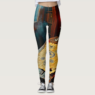 Oude spreuken op een mystieke rol leggings