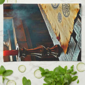 Oude spreuken op een mystieke rol theedoek (Gevouwen)