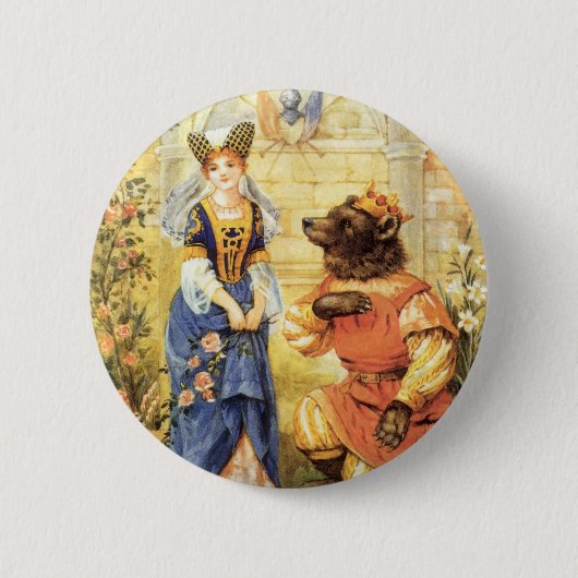 Oude Sprookje, Belle en het Beest Ronde Button 5,7 Cm (Voorkant)