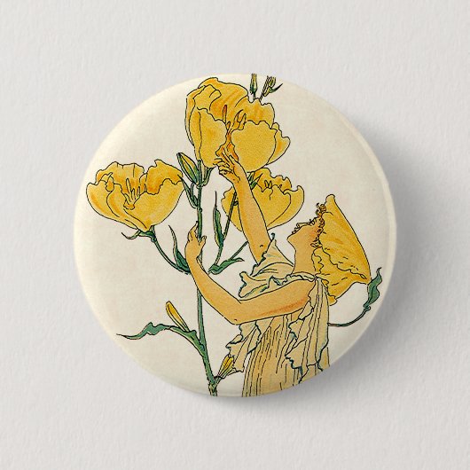 Oude Sprookje, Teunisbloem, Walter Crane Ronde Button 5,7 Cm (Voorkant)