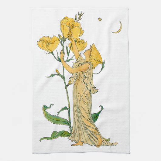 Oude Sprookje, Teunisbloem, Walter Crane Theedoek (Verticaal)