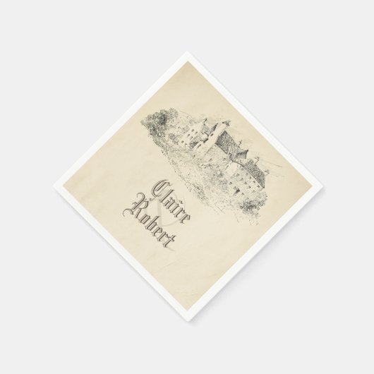 Oude  sprookjesachtige kasteelbruiloft servetten (Hoek)