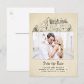 Oude Sprookjeskasteel foto Bewaar de datum Aankondigingskaart (Voorkant / Achterkant)