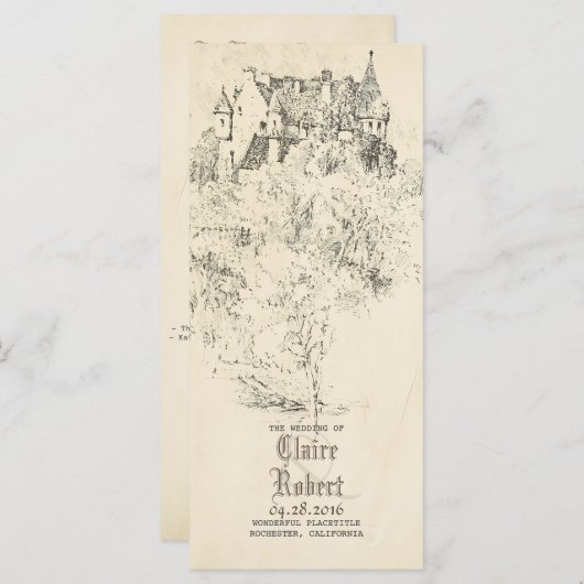 Oude Sprookjeskasteel Trouwprogramma's Programmakaart (Voorkant / Achterkant)