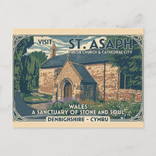 Oude St Asaph Wales Reisposter - Wales Briefkaart