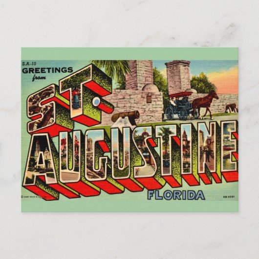 Oude St Augustine Florida Briefkaart (Voorkant)