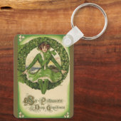 Oude St. Patrick's Day, Ierse dame in een krans Sleutelhanger (Achterkant)