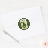 Oude St. Patrick's Day, vrouw groene klaveren Ronde Sticker (Envelop)